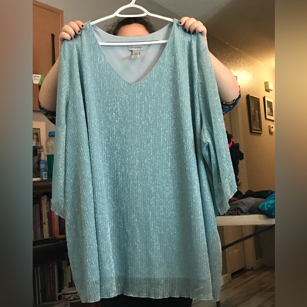 Catherine’s 5x light blue dressy blouse